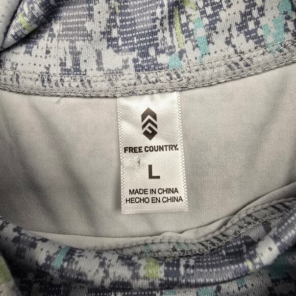 Women's Free Country Blue Geometric Pattern Turtle Neck Athletic Top |Size Large - Picture 9 of 10